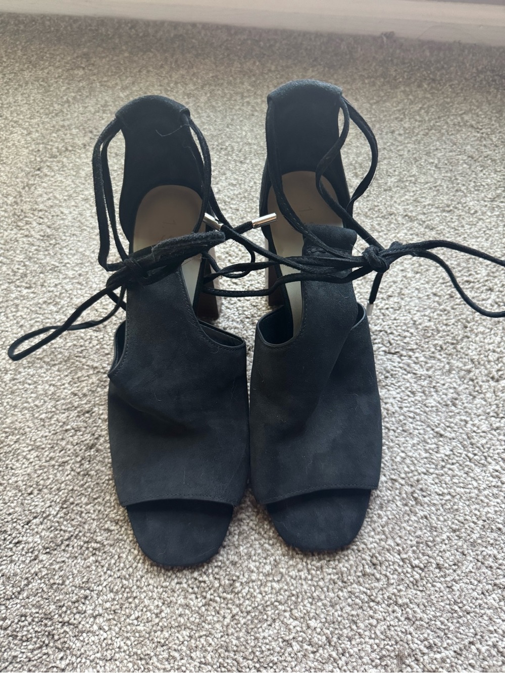 1. State Women's Black Lace-Up Open-Toe Heeled Sandals